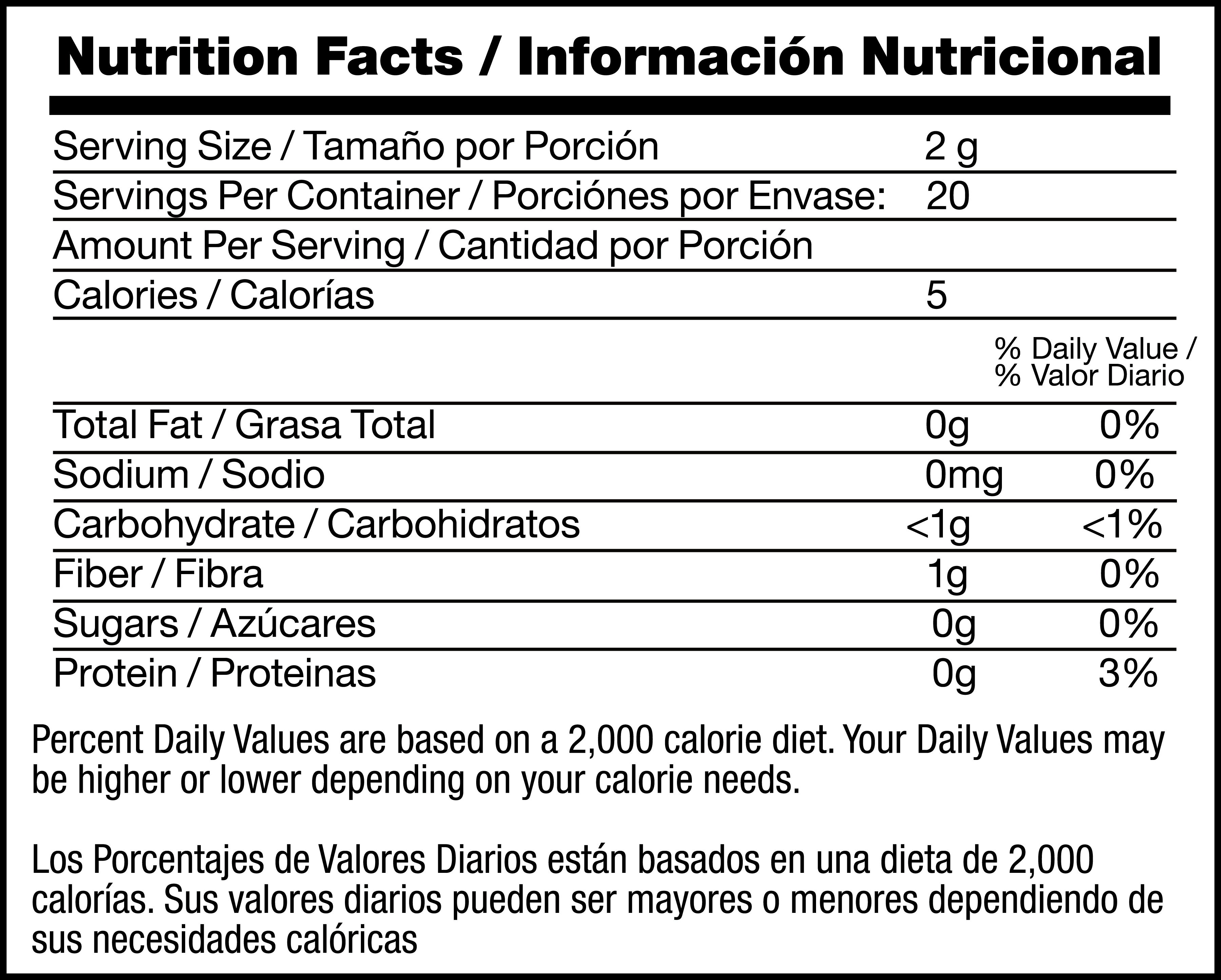 Té Verde (Green Tea) nutrition facts